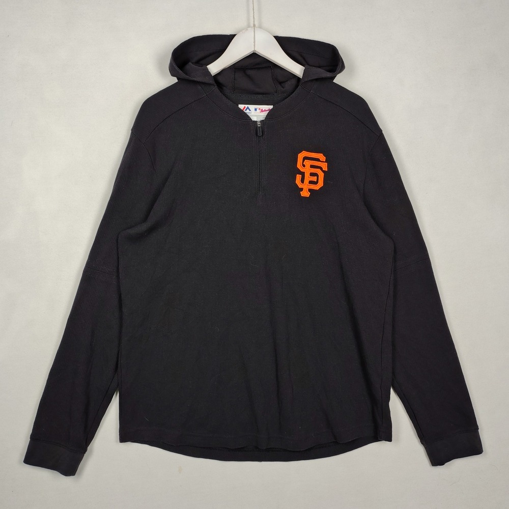 Majestic Authentic Collection San Francisco Giants Half-Zip Hoodie Black Large